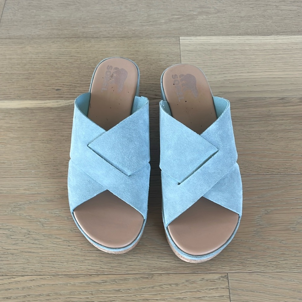 Sorel Cameron Light Blue Mule. 8 1/2